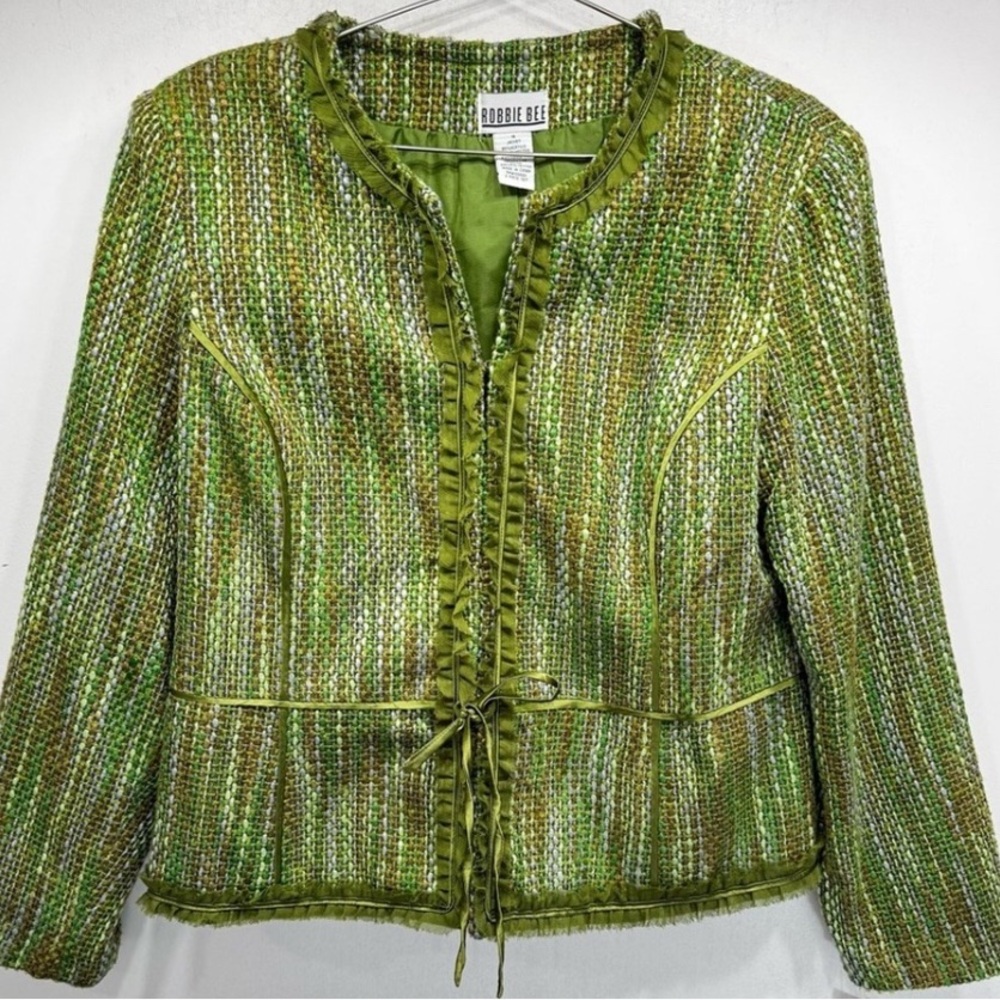 Robbie Bee Green Tweed Blazer Size 10